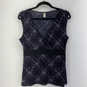 Merona Womens Medium Abstract Geometric Babydoll  Empire Waist Tank Top 90s